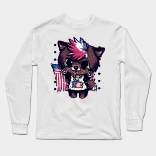 Cute Dog 4th Of July Freedom Fighter Long Sleeve T-Shirt